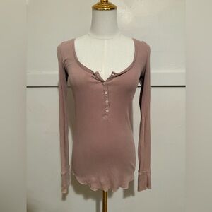 American Eagle Outfitters Dusty Pink Long Sleeve Henley